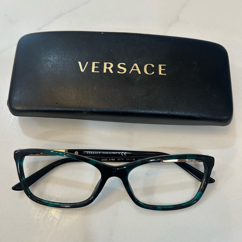 Versace Black Green Cat-Eye Glasses